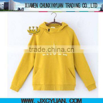 high quality hot sale bulk cotton yellow women pullover hooded jacket printed