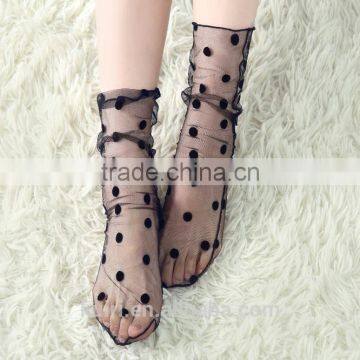 WS-24 Sexy Breathable Silk Heap Heap Soft Elasticity Black Fishnet Lace Flower Mesh Ankle Fashion Socks Summer Style photo-5