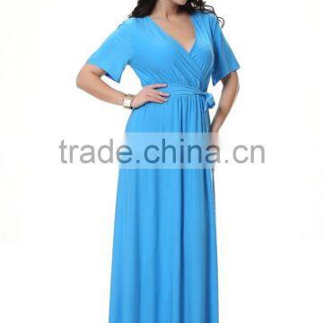 2016 Summer European Style Womens Sexy Lace Embroidery Maxi Solid White Dress Long Sleeve Deep Plus Size photo-4