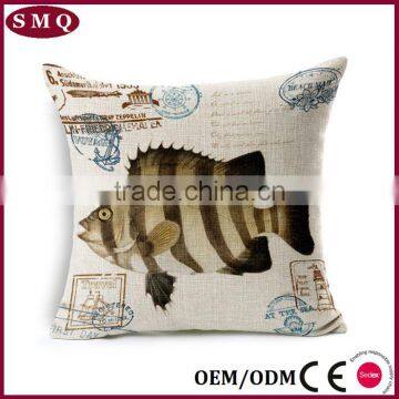 Wholesale Printing Custom Fish Natural Linen Cushion Cover photo-5