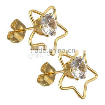 made Stainless Steel Cubic Zirconia star diamond stud earring