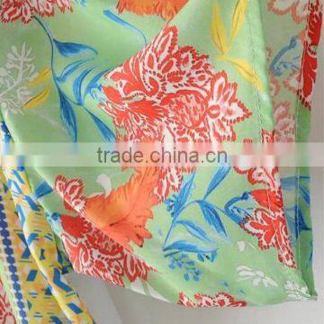 Women Summer Clothes Rinted Shivering Blue Satin Women Short Sleeve Shirt photo-6