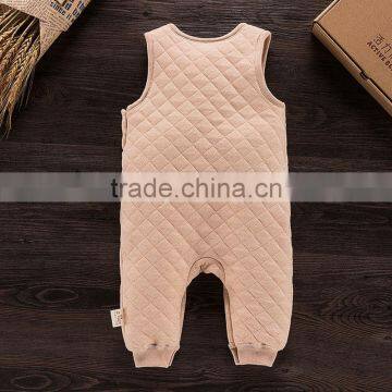 Winter Warm Soft Baby Rompers Sleeveless Natural Colored Cotton Unisex Babysuit photo-2