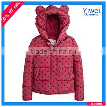 Spot Red Winter Bear Powder Coating Coats With Fur Hood 2014