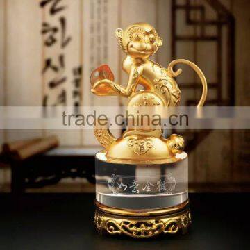 NEW Style High Quality Beautiful Gold plated Monkey With Crystal Base For business gift