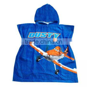 Reactive Printed Cotton Children Hooded Beach Towel Poncho photo-2