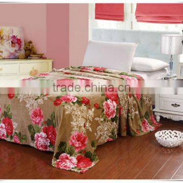 The peony pattern print coral fleece blanket
