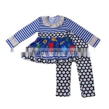 Sue Lucky China manufacturer baby girls knitted clothing sets printed fabric legging pants set