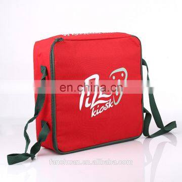 3 Pack Red Fabric Printed Shoulder Insulated Pizza Carrier