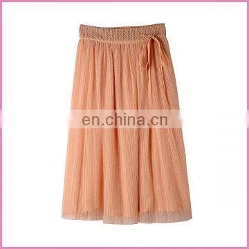 Gauze Long Skirt With Elastic Strap Beautiful 2layers Girl Skirt photo-3