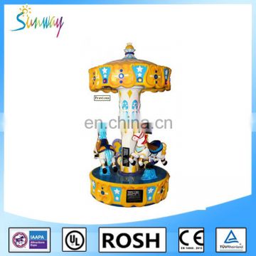 Sunway 3 People Pony Carousel Professional Kiddie Outdoor Carousel Rides for Sale