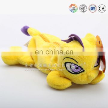 Hot sale plush animal shaped zipper pen case, plush dragon pencil case, new design dragon pen bag