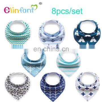 Elinfant 8 Stylish Design for Baby Shower Gift Set Baby Bandana Bibs 8 Pack for Girls