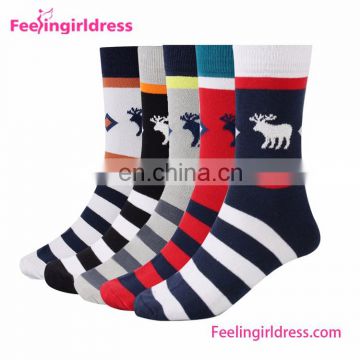 China Factory Custom Winter Christmas Deer Stripe Men Socks Cotton