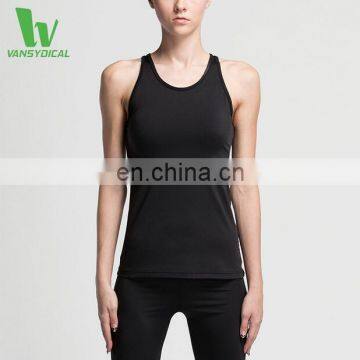 Women Sport Vest Black Wide Straps Slim Dry Fit Fitness Sportswear For Feminine Wholesale