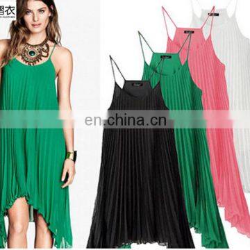 New Fashion chiffon pure color dress www sex ladies com Pleated Dresses