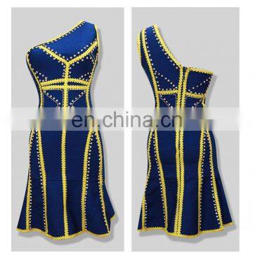 2016New arrived high quality sexy party dress one shoulder bandage dress for women