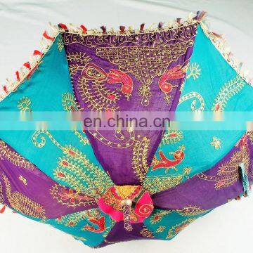 Rajasthani Vintage Cotton Parasol Indian Handmde Embroidered Umbrella