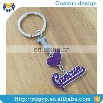 High quality metal custom glitter keyrings