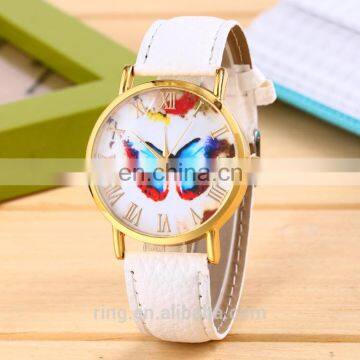 Landscape Butterfly Vogue Style Leather Lady Watch photo-2