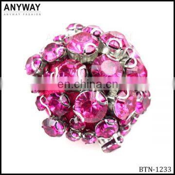 Fancy Red Cheap Button with Flatback Rhinestone for Fashion Wear