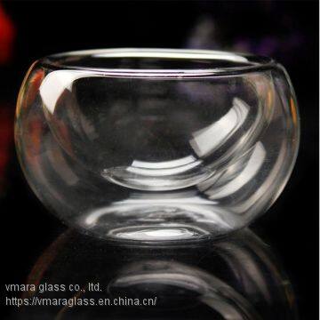 Small Double Wall Glass Mug Mouth Blown Process , Customized Logo