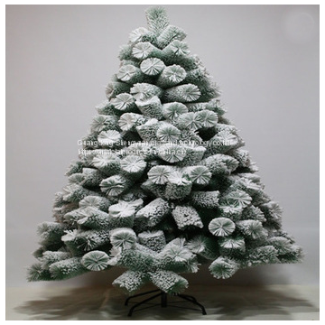 High-grade artificial PET flocking pine needle tree christmas snow tree for outdoor decoration