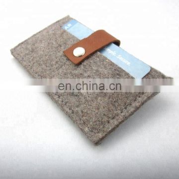 simple style Mini Wool felt Wallet for credit card holder with leather