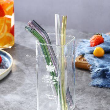 Recyclable Clear & Colored Customization 8mmx200mm Custom Logo Glass Drinking Straw Custom Glass Straw photo-2