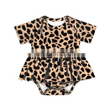 Newest Toddler Girl Short Sleeve Leopard Romper Dress Baby Jumpsuit