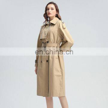 TWOTWINSTYLE Women Windbreaker Lapel Long Sleeve High Waist Sashes Casual Asymmetric Patchwork