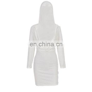 Wholesale Sexy Hot Girl V Neck Hollow Out Hood Long Sleeve Bodycon Dresses Club Dress photo-4
