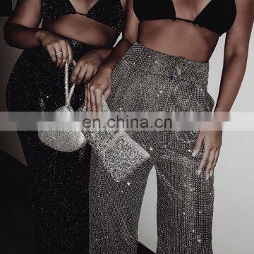 LAITE TR2016 Women Fashion Small Square Sequins Pants Ladies High Waist Bright Broad Foot Sexy Trousers Women Trousers photo-5
