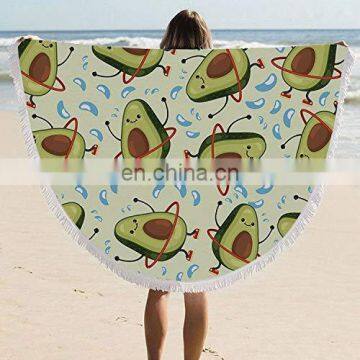 Junk Food Beach Towel Blanket With Tassels Burgers Pizza Fast Food Print Teens Girls Fashion Round Yoga Funny Food Blanket photo-4