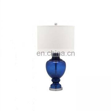 Elegant table lights restaurant hotel home decoration cheap custom nordic modern blue glass bedside lamps with logo