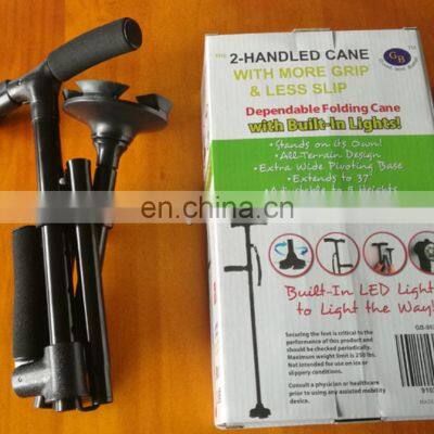 Folding Expansion Crutches for the Elderly With Two Handles Walking Stick Outdoor Climbing Cane photo-4
