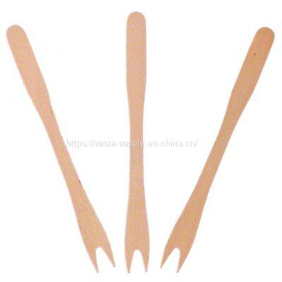 Biodegradable compostable Wood French Fry Fork with 2 Prongs chip fork eco friendly wooden fork spoon