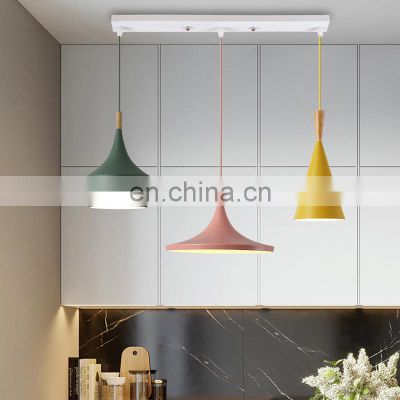 Nordic modern simplicity 3 Heads Aluminum pendant light with wood for decorate