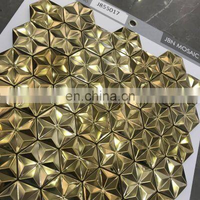 48x 48mm New product Golden Metal Mosaic Wall Panels for Home Background Wall Decoration