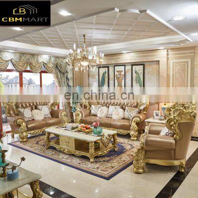 Hot sale Classic living room furniture Carved solid wood living room sofa set