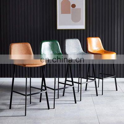 Bar Chair Industrial Tall Cheap Counter Furniture Gold Metal Luxury Kitchen Modern High PU Leather Back Stool Bar Chairs For Bar