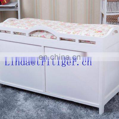 Wooden Shoe Storage Bench Stools Chest Cabinet With Cushions Seat Ottomans photo-2