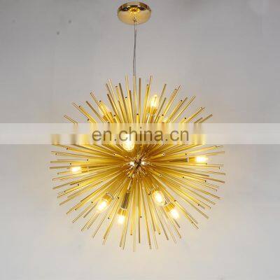 New Golden Dandelion LED Chandelier Ceiling Light Sputnik Pendant Lamp Firework Suspension Chandelier Light