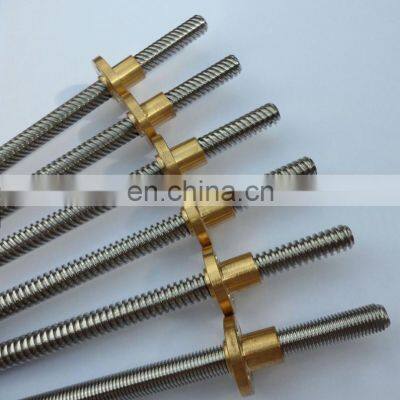 factory T5 T6 T8 T12 stainless steel Trapezoidal screw lead screw with brass nut T10