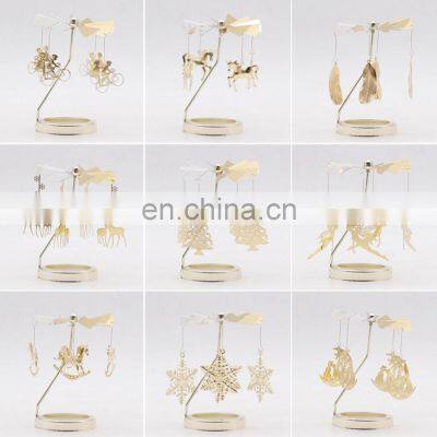 ENO Factory Customize Rotating Candlestick Creative European Iron Revolving Lantern Rotating Candle Holder photo-4