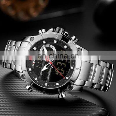 NAVIFORCE 9163 Sport Double Display Quartz Movt Wrist Watch Stainless Steel Luminous 2022 Watches Bling Watches Luxury photo-2