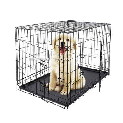 Wholesale Black Metal Pet Dog Crate Durable Outdoor Large Folding Pet Dog Cage Powder Coated