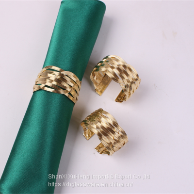 Gold Wire Metal Rattan Wrapped Napkin Ring Holder For Wedding photo-4