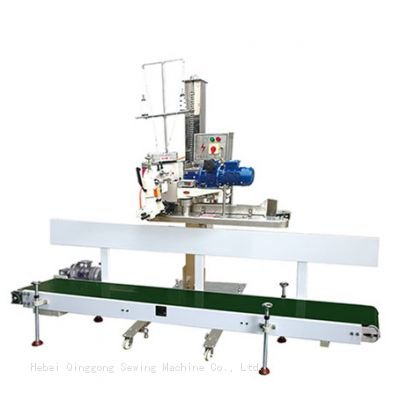 Automatic Bag Closing System Big Bag Folding and Stitching Machine with a Belt Conveyor