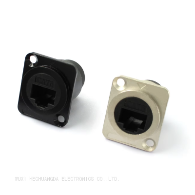 D-Type Network Ethernet Extension Interface Adapter RJ45 Cat6 Panel Mount Socket with dust cap